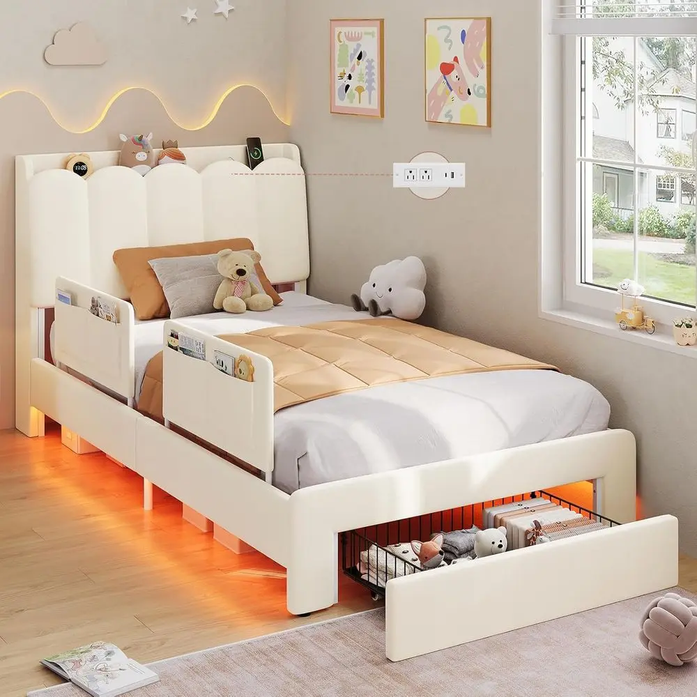 Bed or Kids with Chic Wavy Storage - Image 1