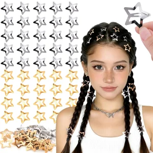 Gold Silver Star Hair Clips for Women & Girls