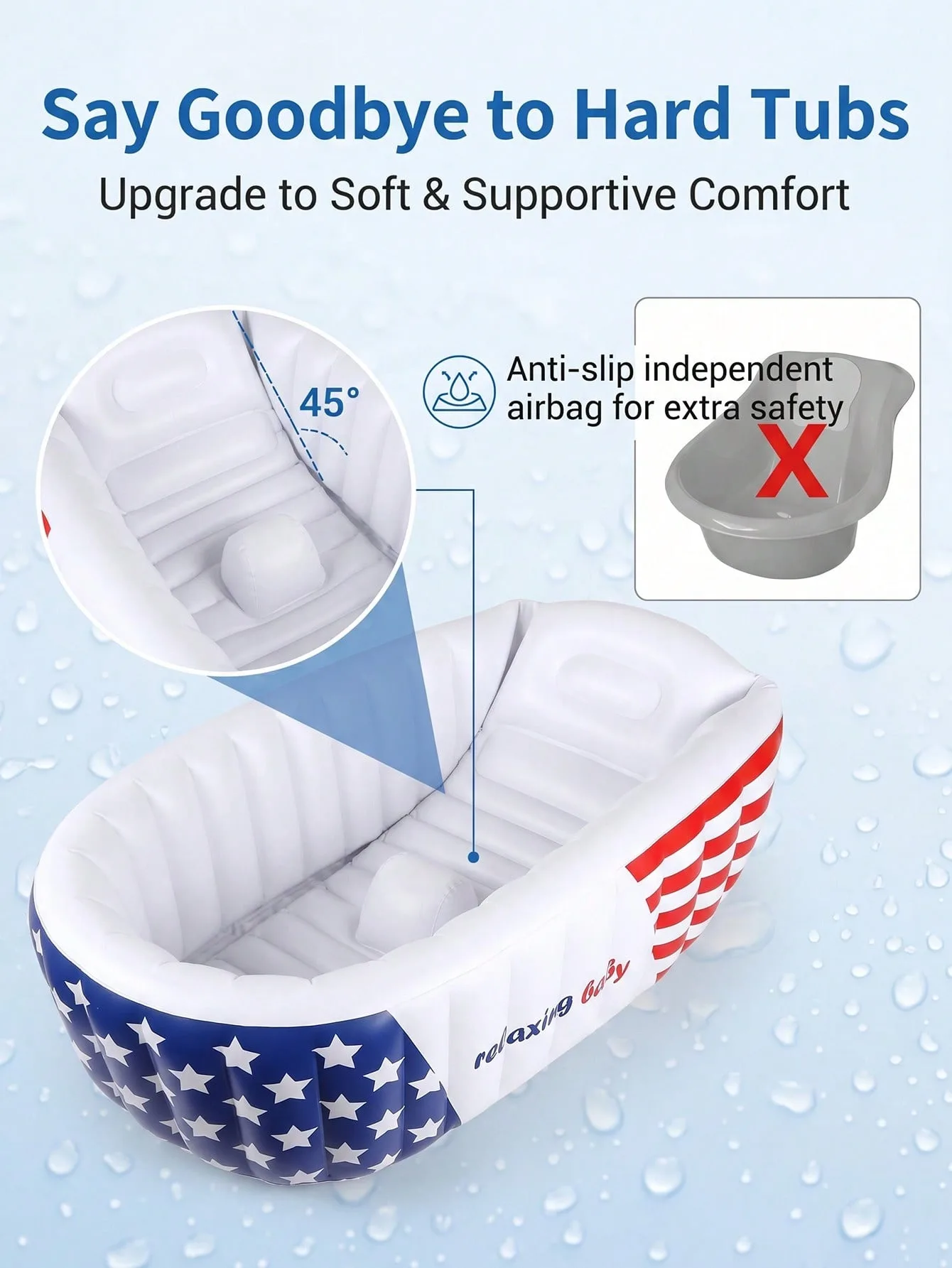 Fashion Stars Stripes Inflatable Baby Bathtub - Image 3