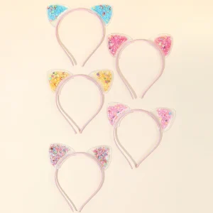5Pcs Cat Ear Star Sequin Headbands for Kids - Thumbnail Image 4