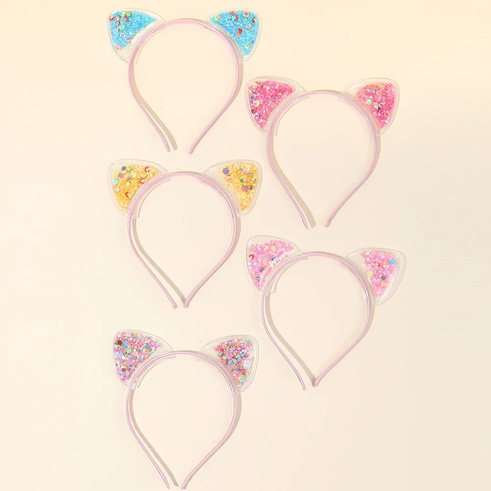 5Pcs Cat Ear Star Sequin Headbands for Kids - Image 4