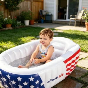 Fashion Stars Stripes Inflatable Baby Bathtub