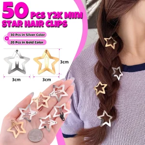 Gold Silver Star Hair Clips for Women & Girls - Thumbnail Image 2