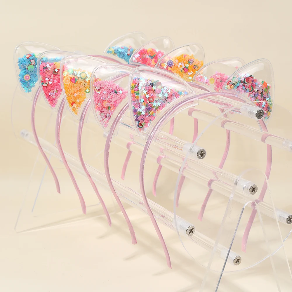 5Pcs Cat Ear Star Sequin Headbands for Kids - Image 1