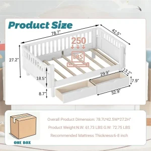 Twin Kids Bed with Safety Rails & Storage - Thumbnail Image 2