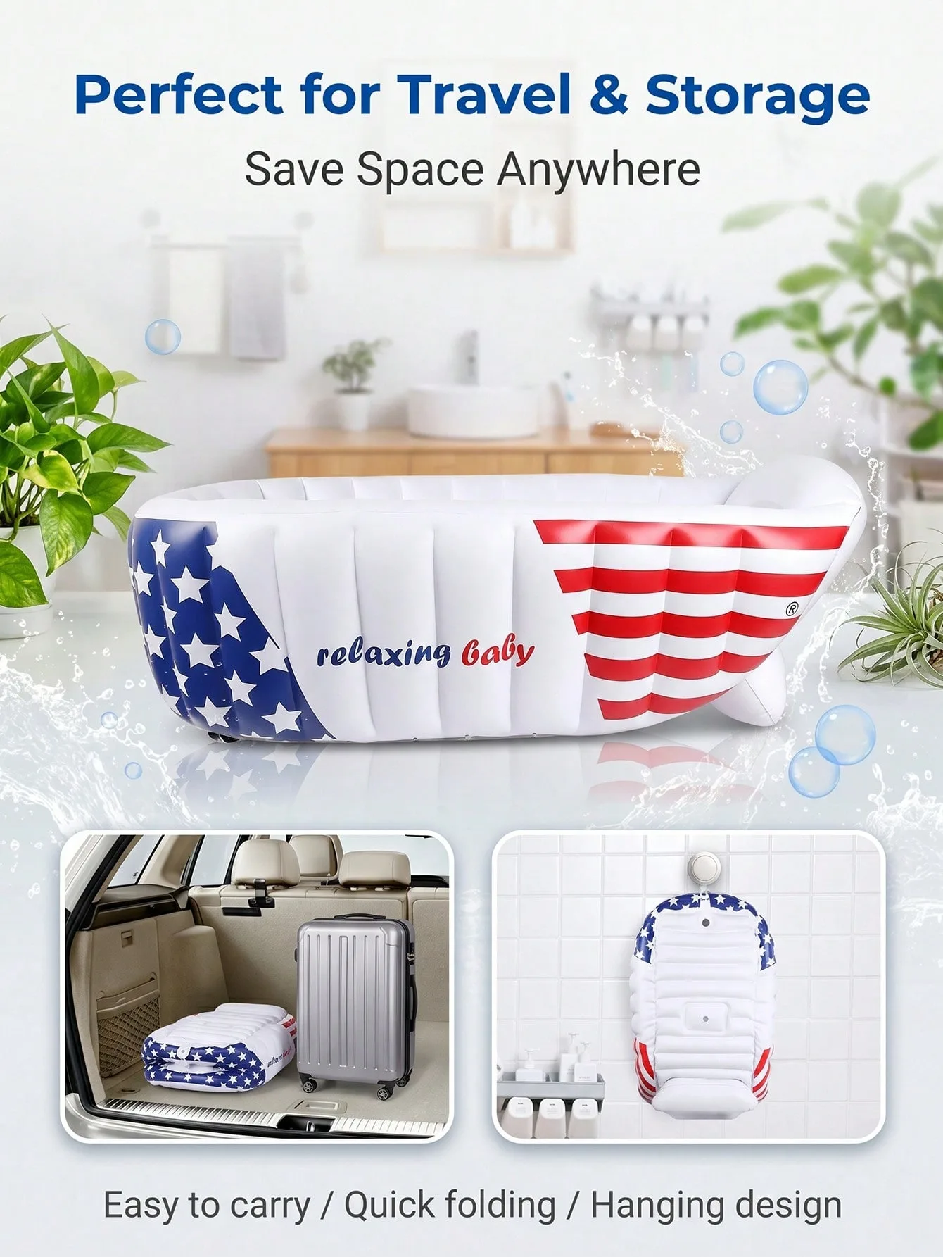 Fashion Stars Stripes Inflatable Baby Bathtub - Image 4
