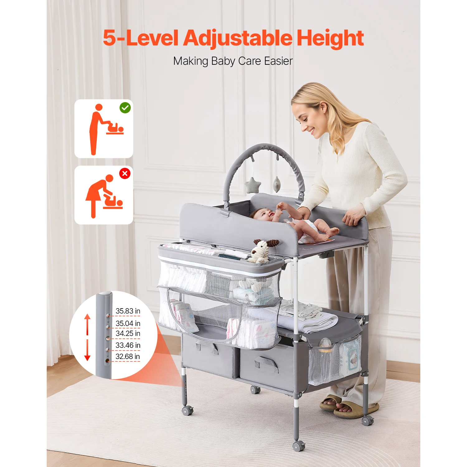 Baby Changing Table Foldable Diaper Change Station - Image 1